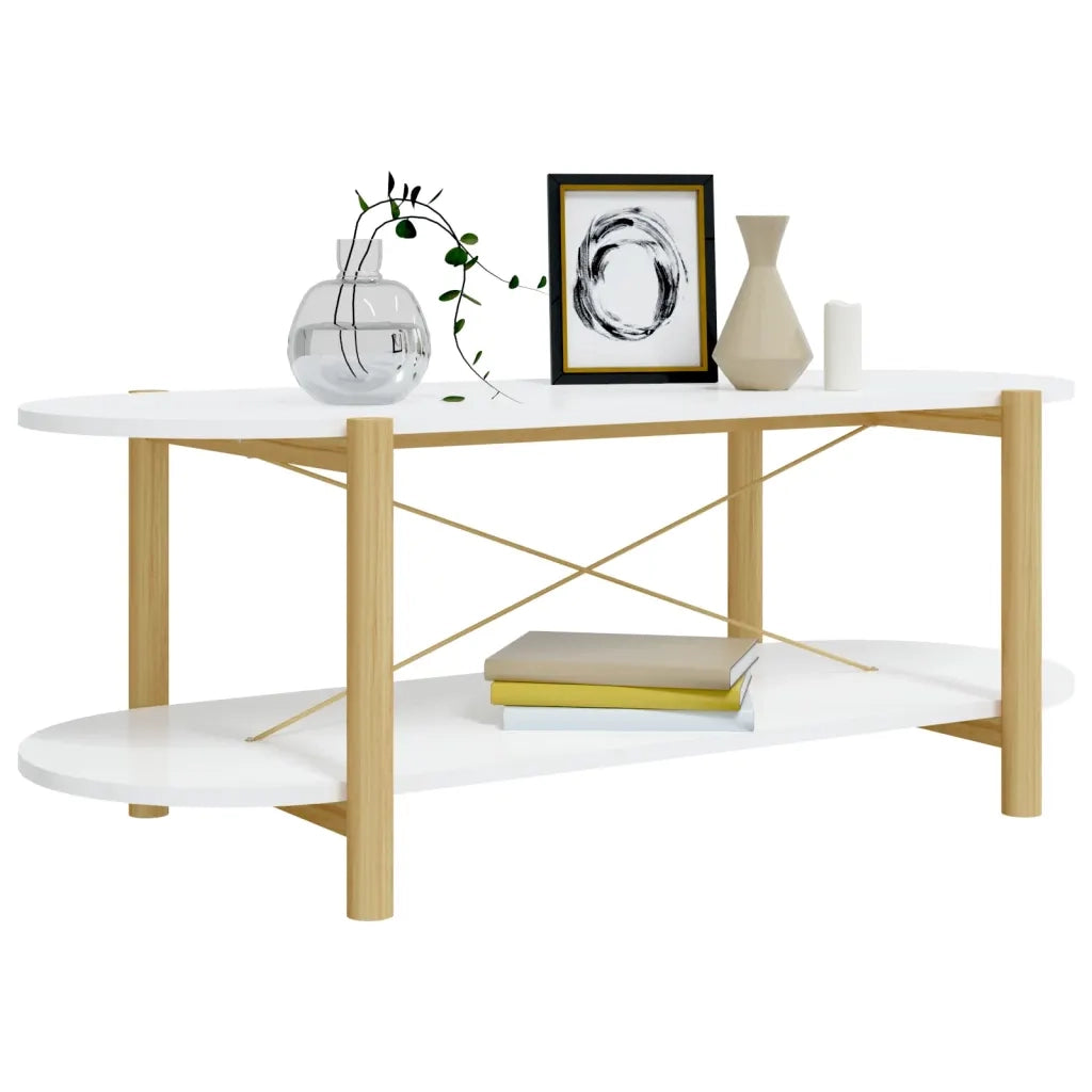 Tavolino da Salotto Bianco 110x48x40 cm in Legno Multistrato 345687