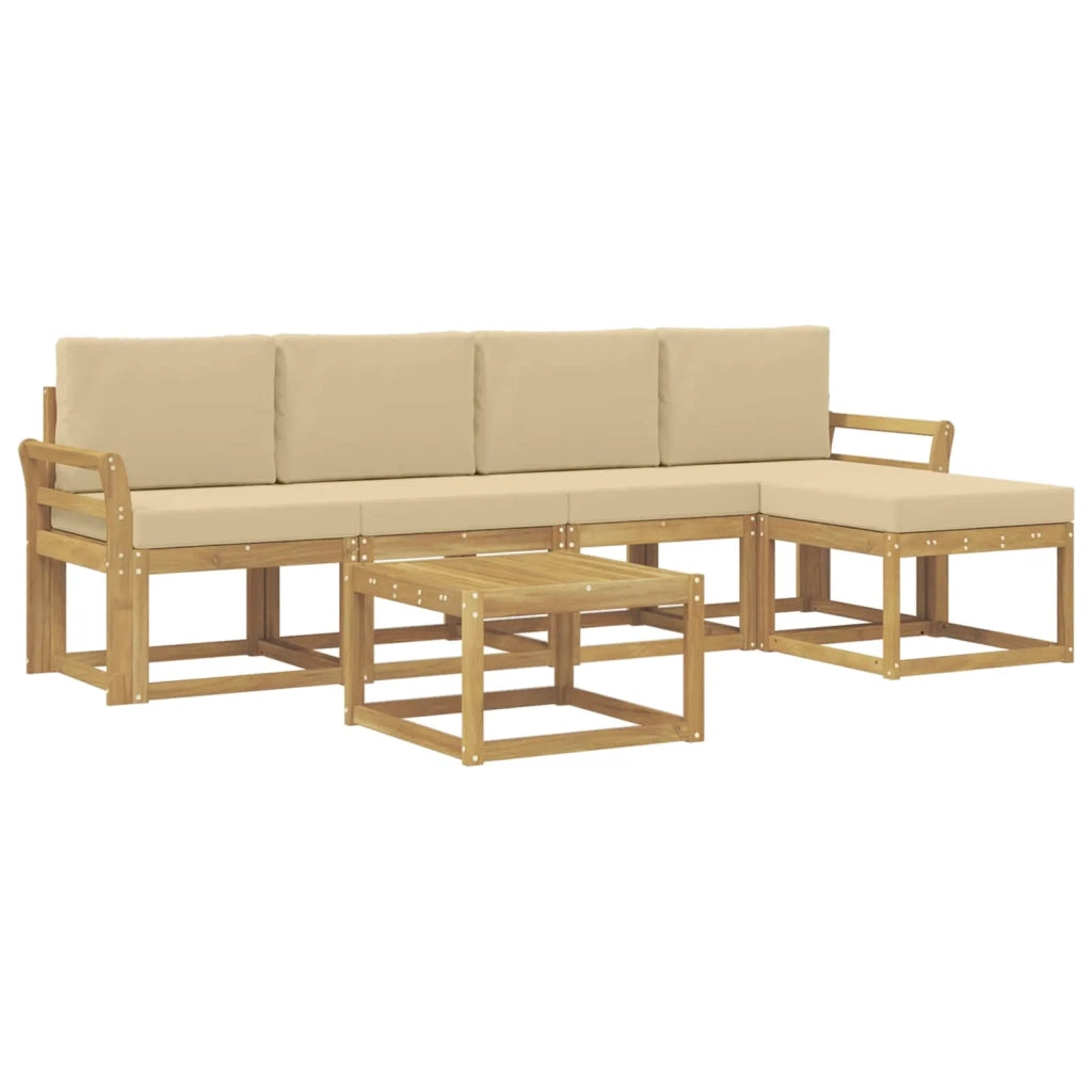 Set di divani da esterno con cuscino 6 pcs Bianco e Beige