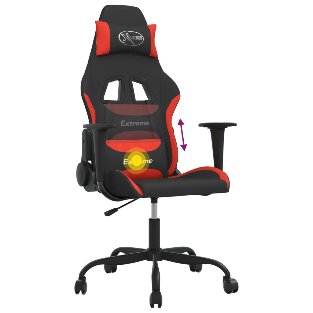 vidaXL Sedia da Gaming Nero e Rosso in Tessuto