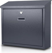 Borsa metallica grande capacità con serratura - Murale - Copertura in acciaio galvanizzato - Grigio - 30 x 30 x 10 cm