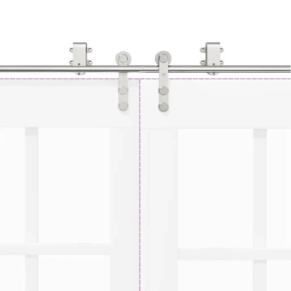 Kit Binari Porta Scorrevole 200 cm Acciaio Inossidabile Argento 3295762