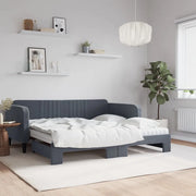 vidaXL Divano Letto Estraibile Materassi Grigio Scuro 90x190cm Velluto