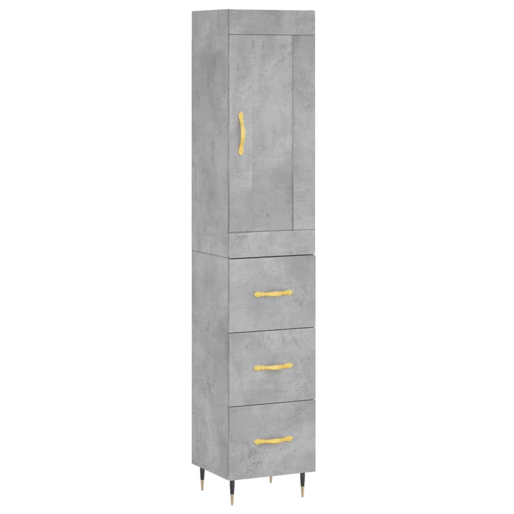 Credenza buffet cassettiera mobile contenitore organizer cucina soggiorno soggiorno alto 34,5 x 34 x 180 cm derivati ​​del legno grigio 02_0034426
