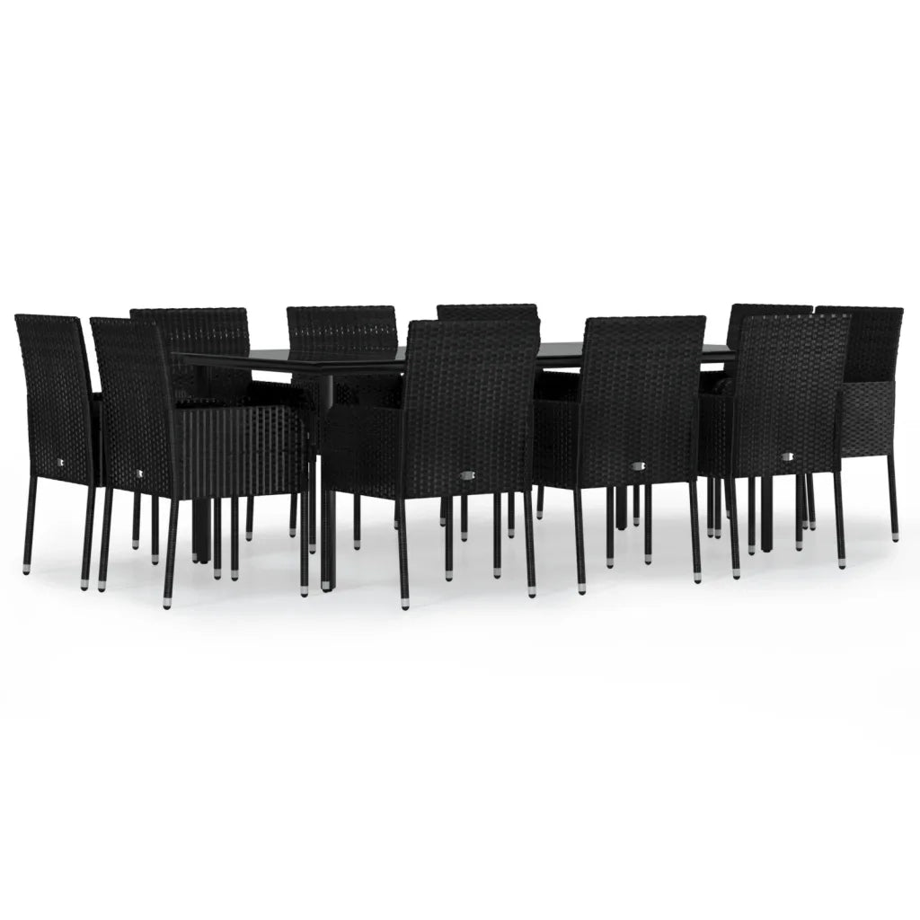 Set da Pranzo da Giardino 11 pz con Cuscini in Polyrattan Nero 3185160