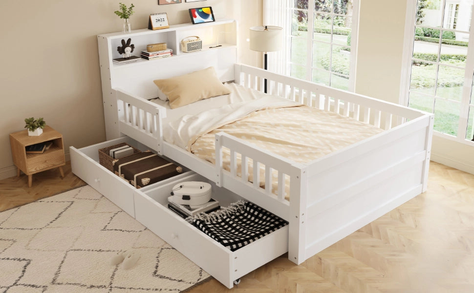 LETTO multifunzione 90x190 cm bianco in legno di pino