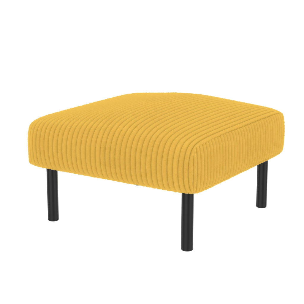 Poggiapiedi in Velluto a Coste con Struttura in Metallo; Imbottitura Ergonomica; Uso come Seduta o Tavolino; Giallo