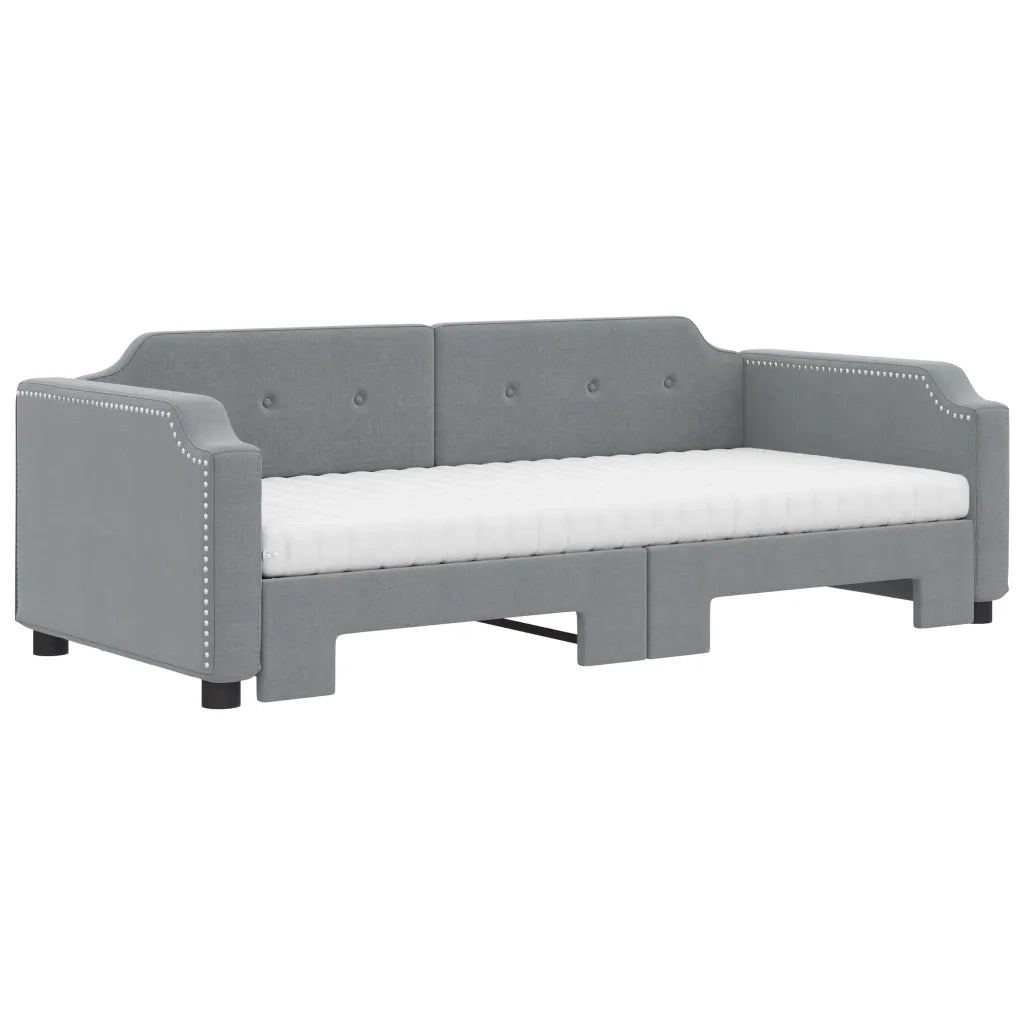 Divano Letto Estraibile Materassi Grigio Chiaro 100x200 Tessuto 3197657