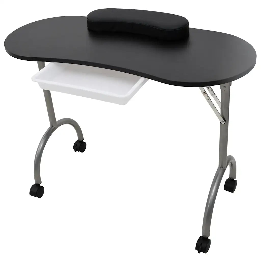 Tavolo Pieghevole per Manicure con Ruote Nero 110123