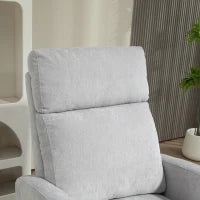 Poltrona Reclinabile 150° max con Poggiapiedi, in Tessuto Effetto Lino, 68x90x106 cm, Grigio Chiaro
