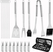 Accessori barbecue, acciaio inossidabile, utensili BBQ di alta qualità, con borsa portatile, set di accessori barbecue perfetto per uomini, con termometro per carne, regalo.