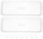 Set di 10 vasi rettangolari con vasca di innaffiamento - Vasi per piante per finestra per interni e esterni - Vasi per bonsai - Plastica bianca - 40 x 14 cm