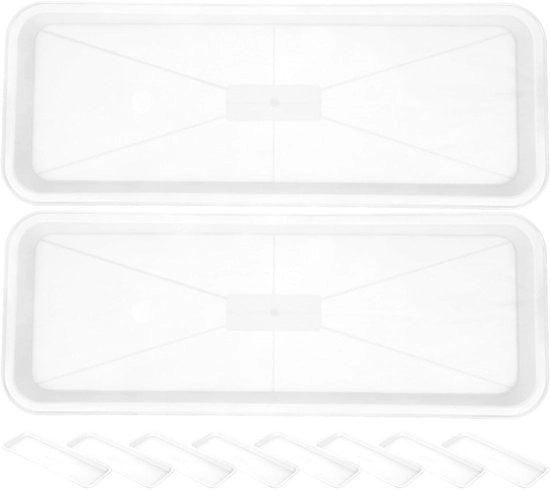 Set di 10 vasi rettangolari con vasca di innaffiamento - Vasi per piante per finestra per interni e esterni - Vasi per bonsai - Plastica bianca - 40 x 14 cm