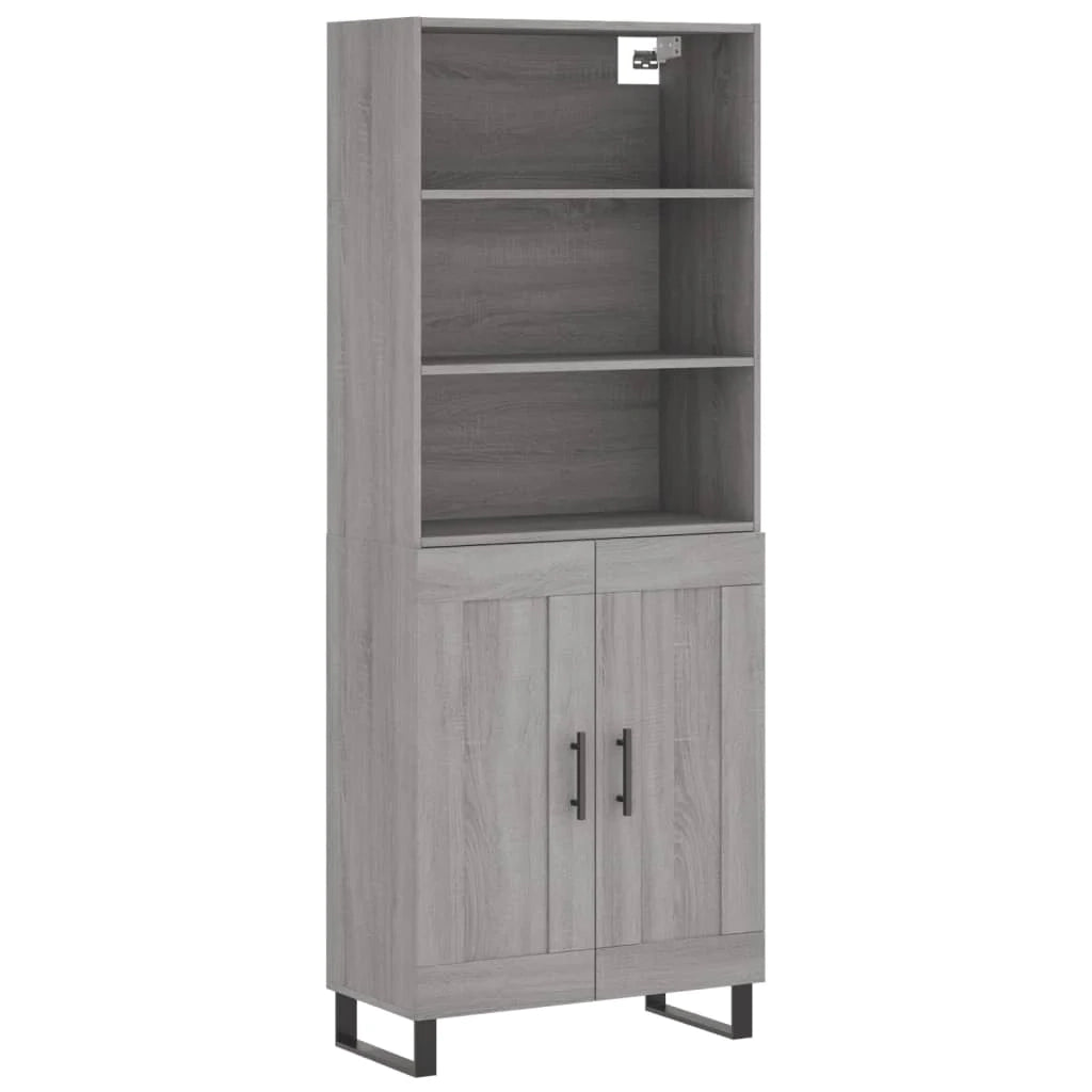 Buffet credenza cassettiera armadio mobile contenitore organizer cucina soggiorno salotto rovere Sonoma alto 69,5 x 34 x 180 cm legno ingegnerizzato grigio 02_0035581