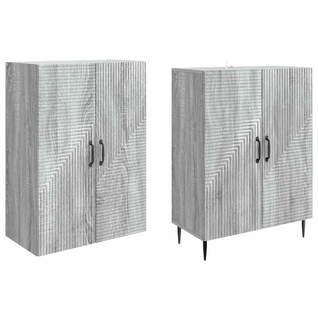 Set di armadi 2 pcs Sonoma grigio 66 x 34,5 x 89,5 cm