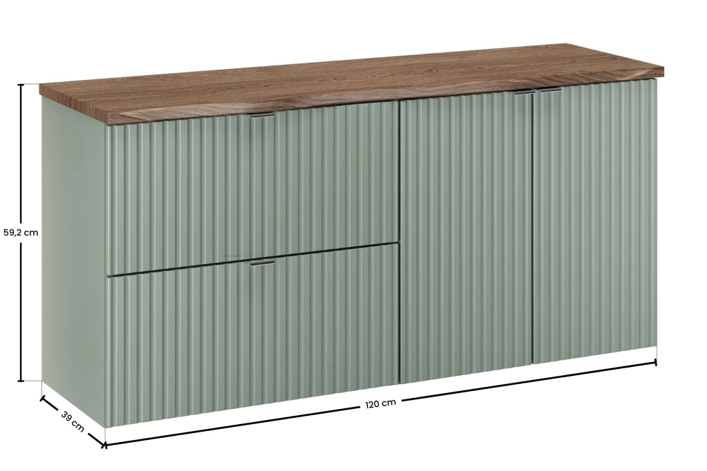 Set mobili bagno 120 cm con piano Line Reed Green 120 x 1401 x 40 cm