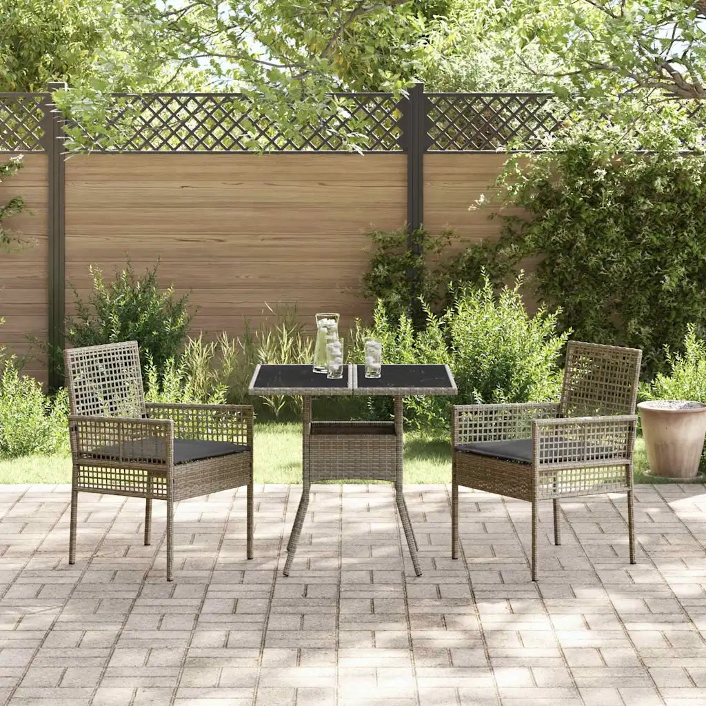 Set da Pranzo per Giardino 3 pz | Set Salotto da Giardino Grigio polyrattan