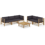 Set Divani da Giardino 6 pz con Cuscini Grigio Scuro in BambÃ¹ cod mxl 44021