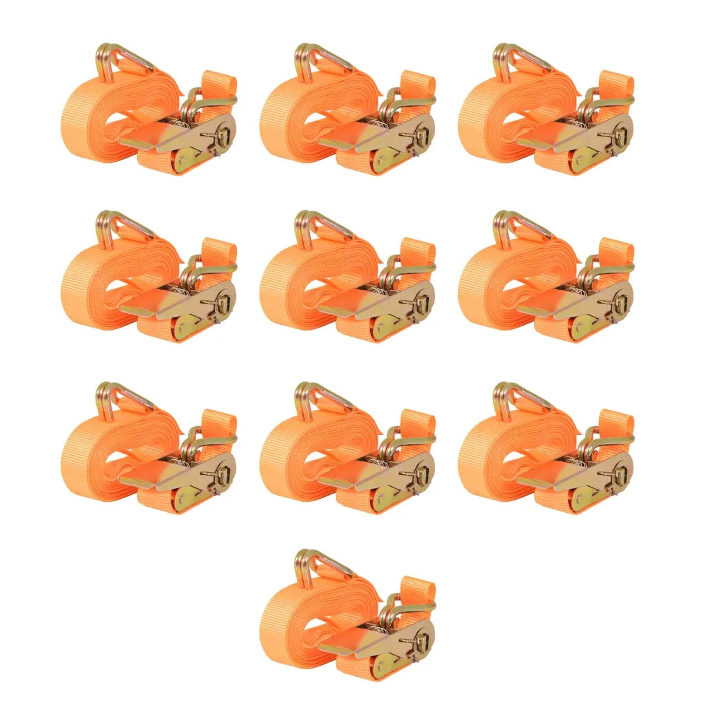 Cinghie d'Ancoraggio 10 pz a Cricchetto 0,4 T 6mx25mm Arancione cod mxl 69448