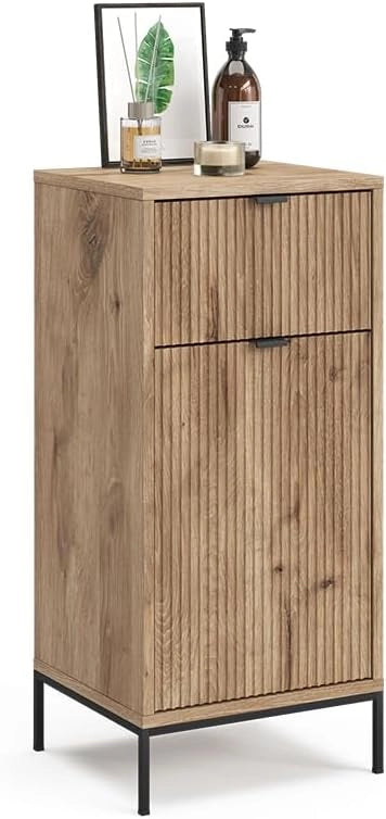 Mobile da bagno Eliza, Quercia vichinga, 40 x 87 cm con anta e cassetto, per la conservazione in bagno o da abbinare a Eliza