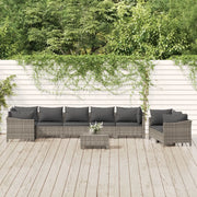 Set Divani da Giardino 9 pz con Cuscini in Polyrattan Grigio 3187290