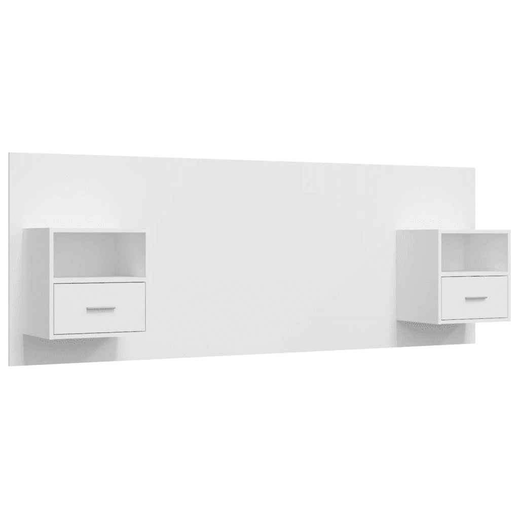 Testiera | Testata per Letto con Comodini in Legno Multistrato Bianco