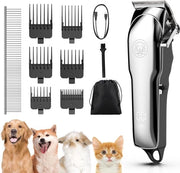 Trasformatore Professionale per capelli spessi Display LED con display di potenza silenzioso trasformatore senza fili per animali domestici con lama affilata - 6 guide per animali domestici con capelli spessi