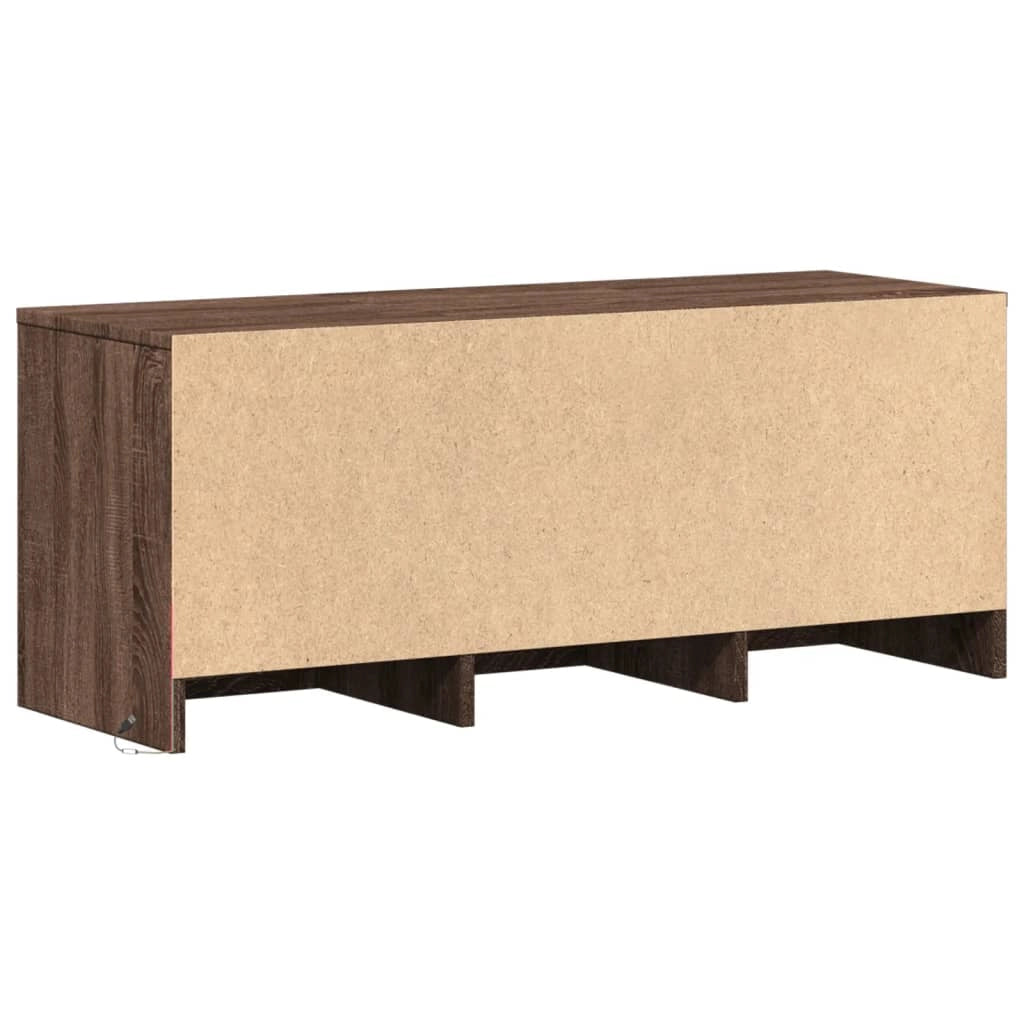 Mobile TV multimediale mensola TV credenza mobile TV per sala da pranzo soggiorno camera da letto con illuminazione a LED rovere 97 x 34 x 40 cm legno ingegnerizzato marrone 02_0026470