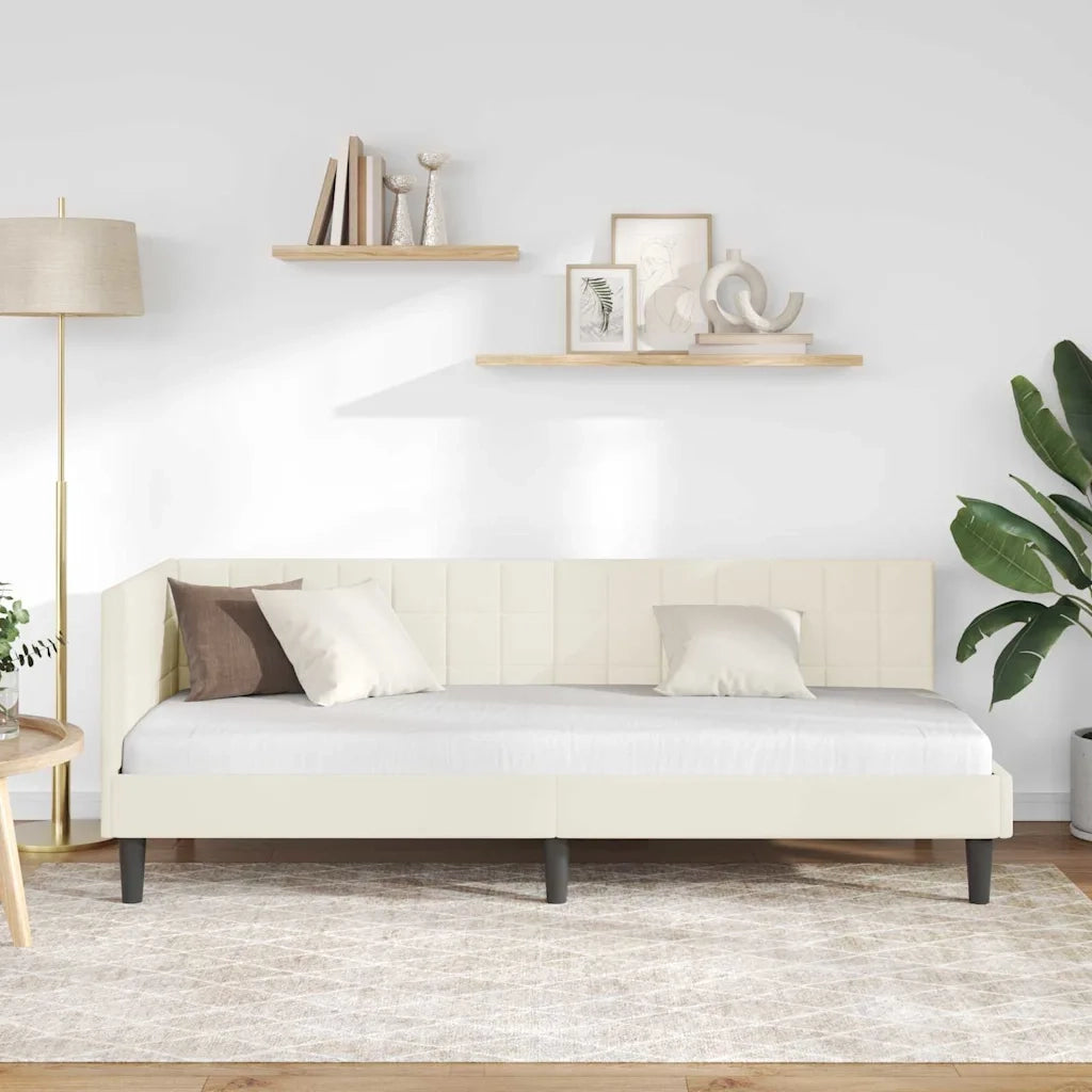 vidaXL Cornice del letto ad angolo Crema 80 x 200 cm Velluto