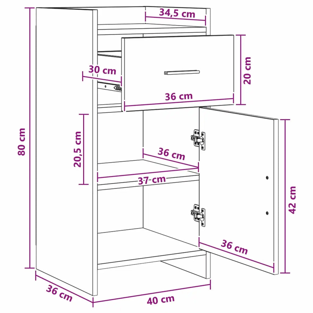 Credenza Rovere Fumo 40 x 36 x 80 cm Legno ingegnerizzato 8011087