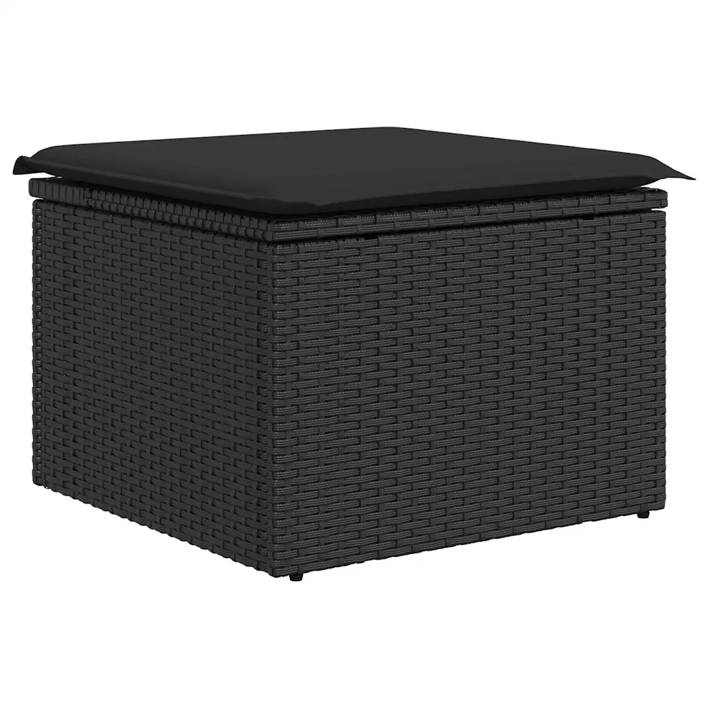 Set Divano da Giardino 6 pz con Cuscini Nero Polyrattan Acacia