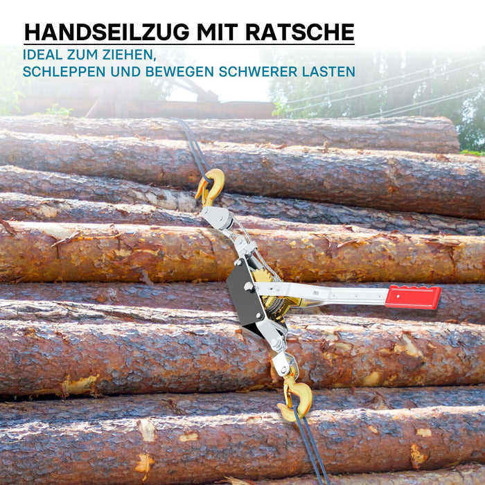 Paranco a leva max 4000 kg 3 m 2 ganci di carico Argano manuale a fune