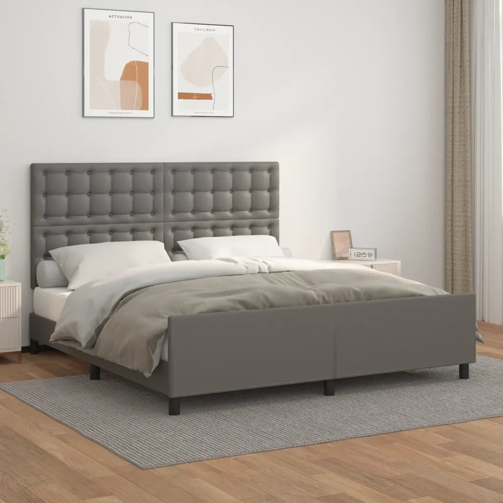 Giroletto con Testiera-Struttura Letto con testiera Grigio 160x200 cm in Similpelle 287456