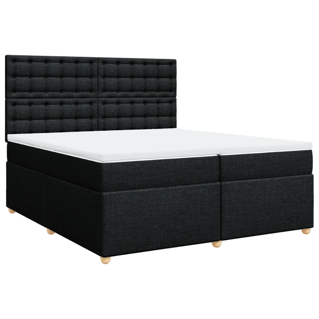 vidaXL Giroletto a Molle con Materasso Nero 200x200 cm in Tessuto