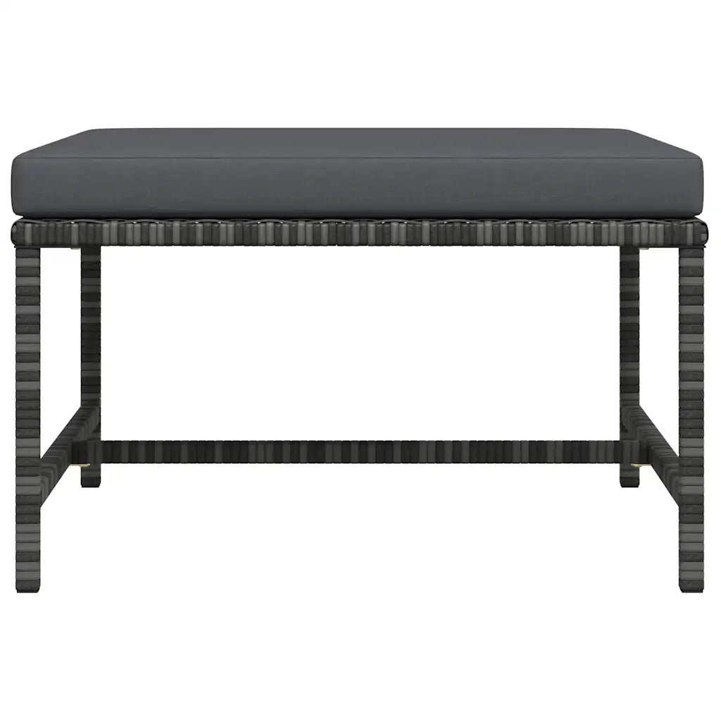 Poggiapiedi Modulare con Cuscino in Polyrattan Grigio 313495