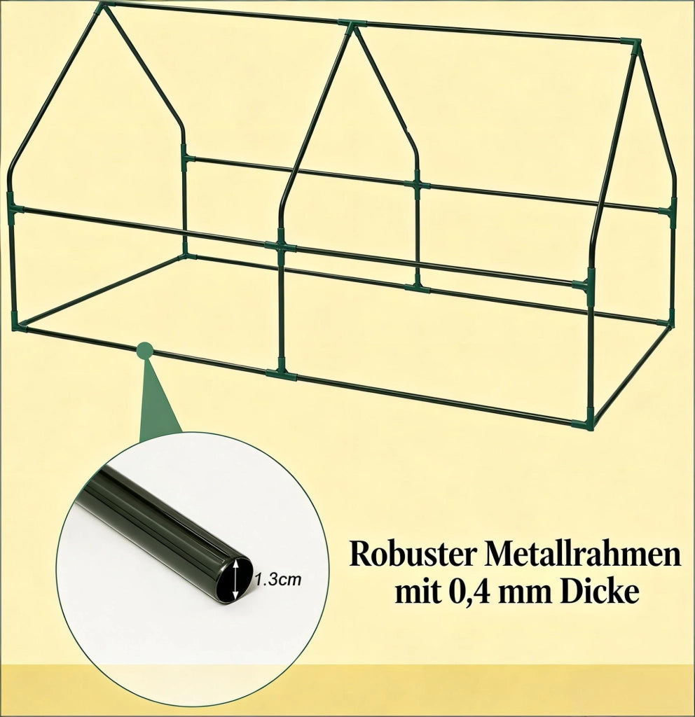 Serra a tunnel con finestra di ventilazione e doppia cerniera in PE e acciaio bianco 180 × 90 × 90 cm