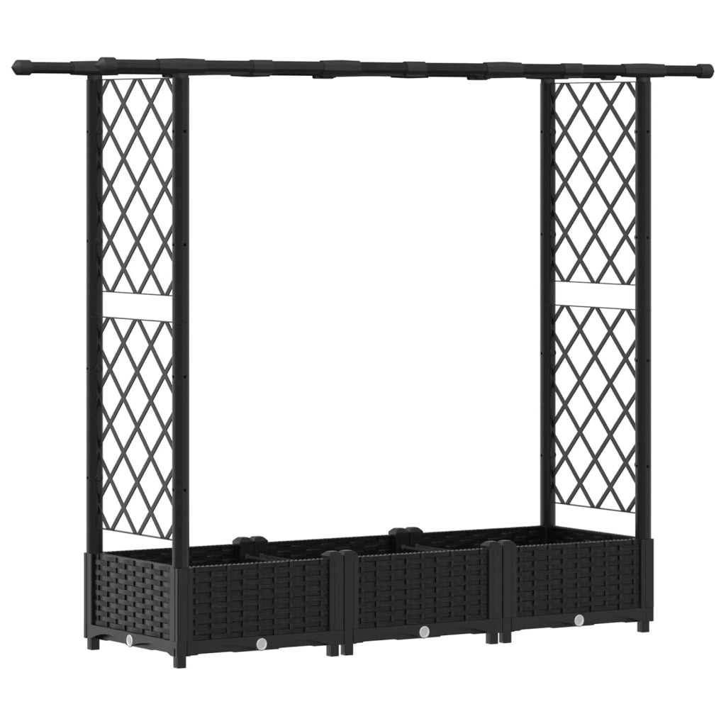 Letto Rialzato con Griglia e Tetto Nero 164 x 40 x 123 cm PP 42032540