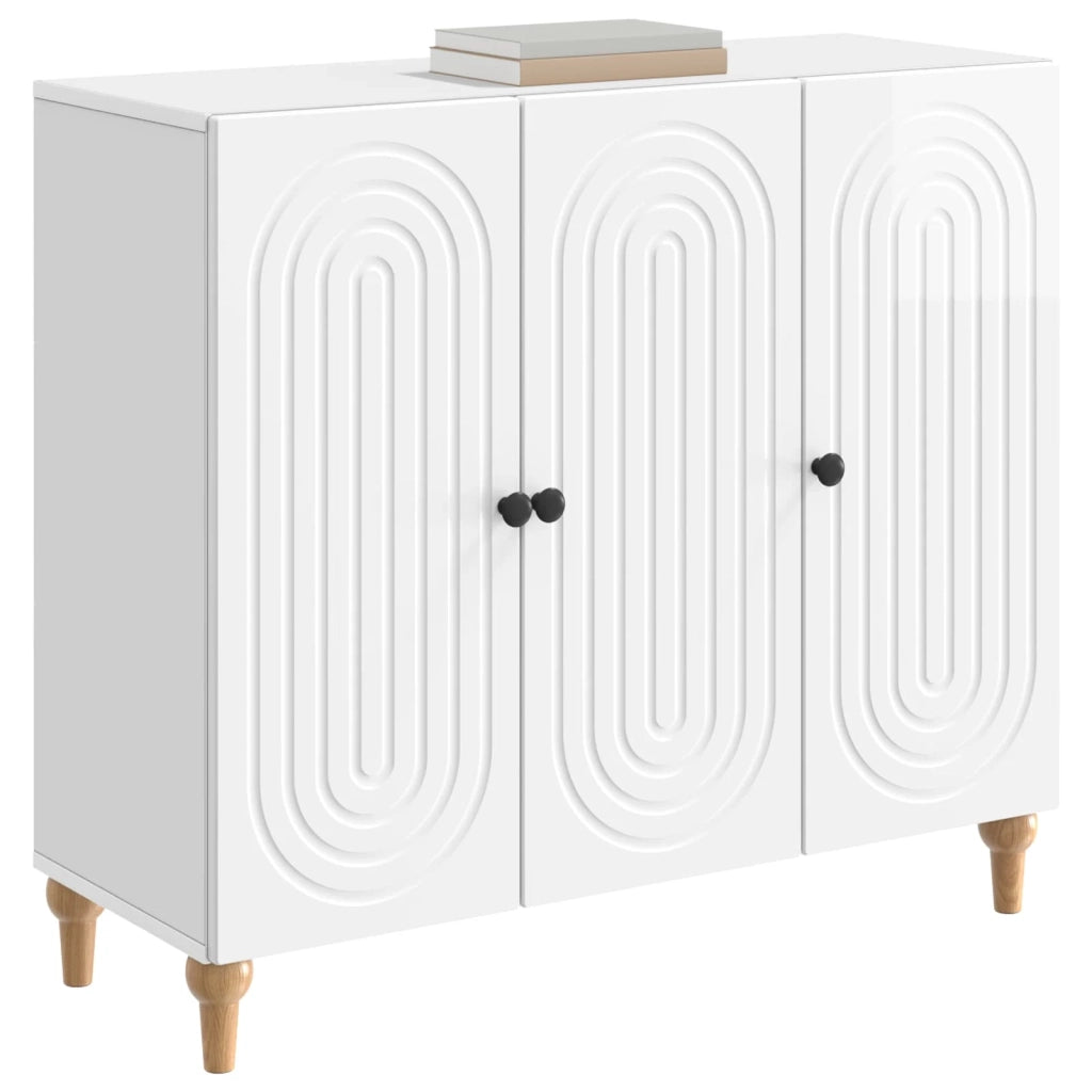 Credenza Bianco Lucido 89 x 34,5 x 80 cm Legno ingegnerizzato