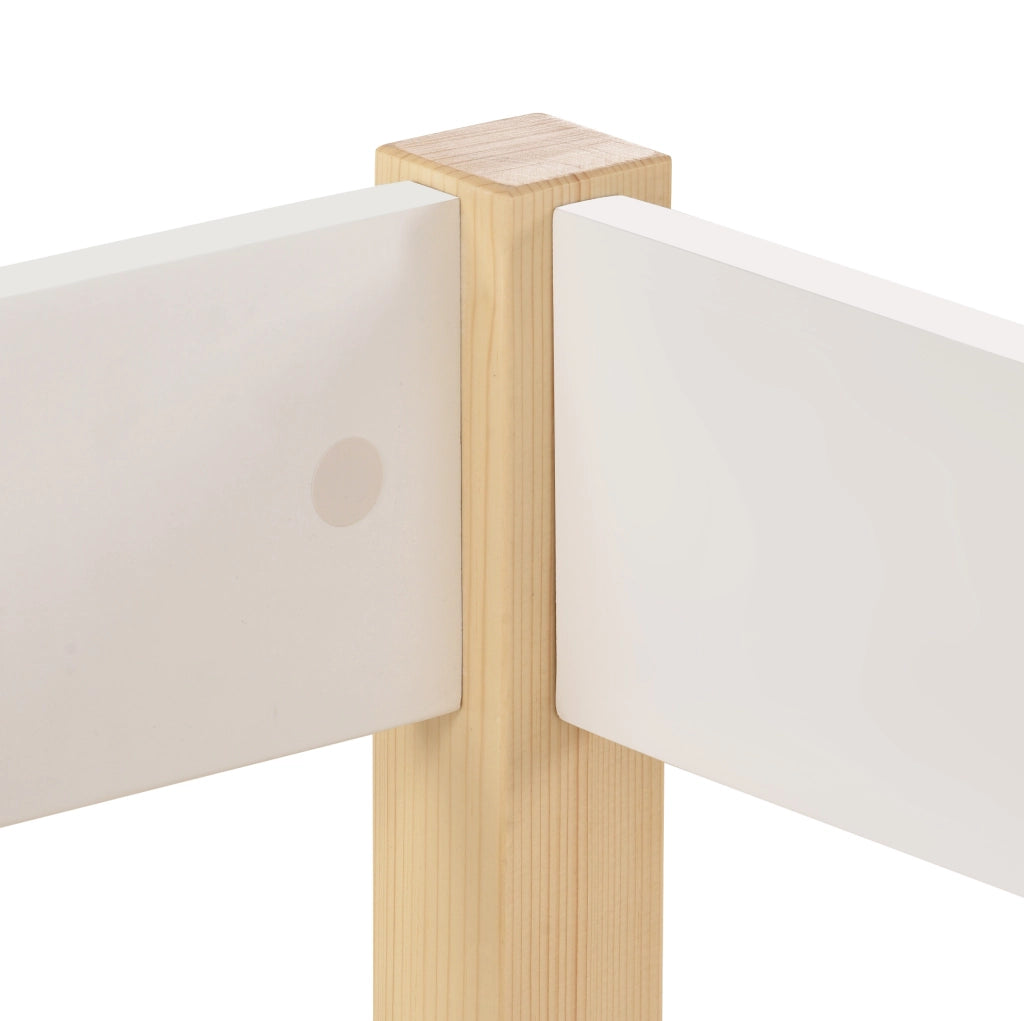 Letto semi-alto per bambini 90x200 cm in legno massello di pino e MDF; bianco