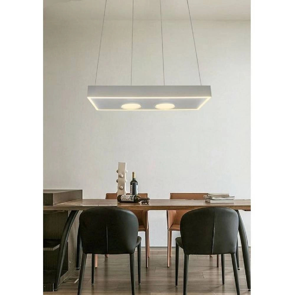 Trade Shop - Lampadario Led Moderno Minimal Lampada Sospensione 40w Luce Calda Naturale Lp-08b - -bianco Caldo      -