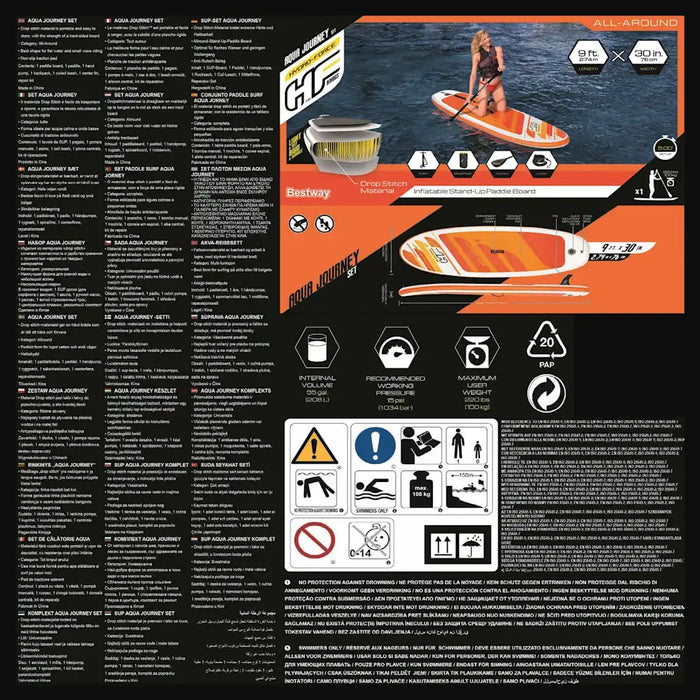 Bestway Hydro-Force Set Tavola da Paddle Gonfiabile Aqua Journey 65349 93314