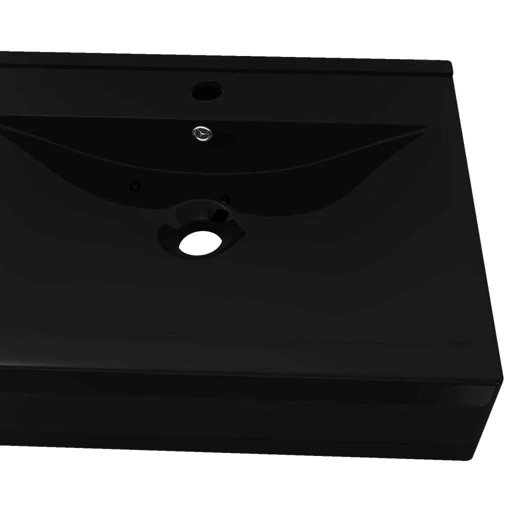Lavabo da appoggio con foro per rubinetto 60 x 46 cm ceramica nera 02_0002487