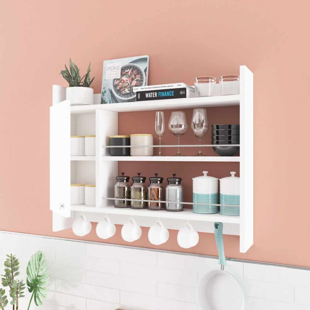 Scaffale da cucina in legno "Knerr" - 85 x 13 x 65 cm - Bianco