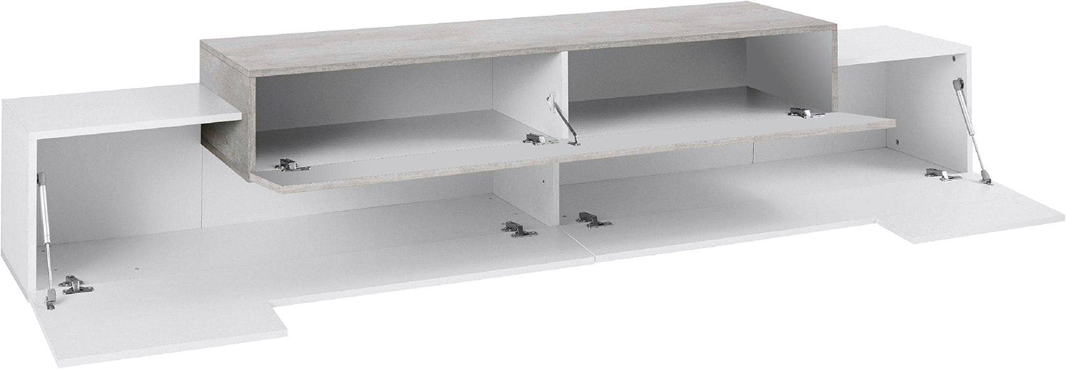 Mobile TV 3 Ante 240x45x51,5 cm Coro Bianco Lucido e Cemento