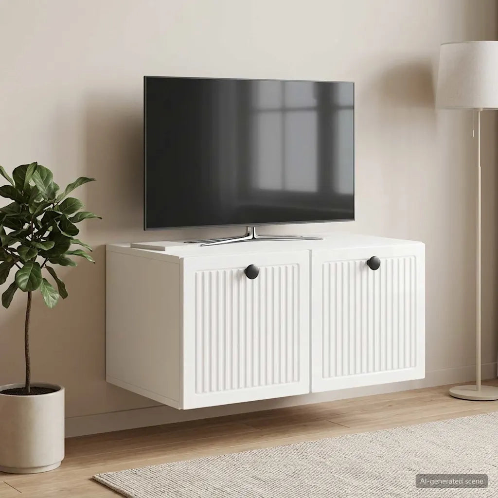 Mobile Porta TV da Muro Bianco Lucido 59,5 x 41 x 30 cm 897999