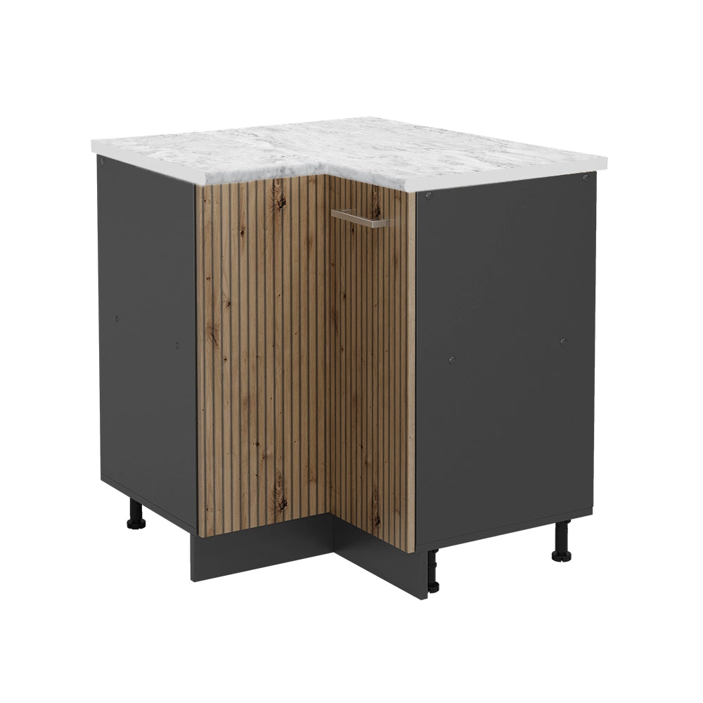Mobile ad angolo cucina R-Line Rovere artigianale/Antracite 75.6 cm, PL Marmo Vicco