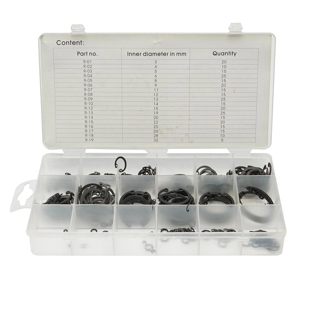 Set anelli di sicurezza Seeger interni 3–32 mm, 300 pezzi