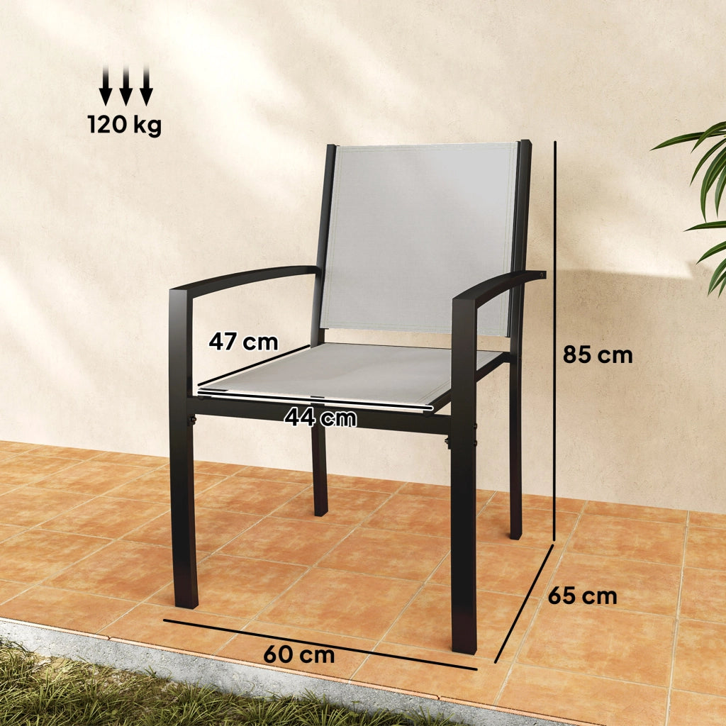 Set 2 Sedie da Giardino Impilabili ¨C Xylo ¨C con Braccioli Struttura Acciaio Grigio Chiaro 60x65x85cm
