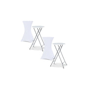 IDMarket - Set di 2 tavoli alti pieghevoli 105 CM e 2 coperture bianche