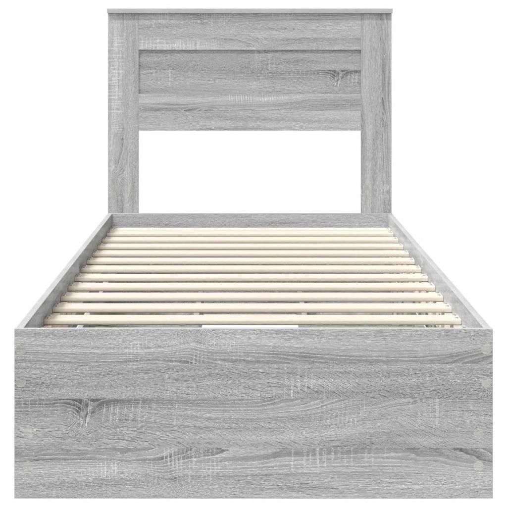Letto singolo | Letto per adulti | Struttura del letto con cassetto Grigio Sonoma 90 x 200 cm