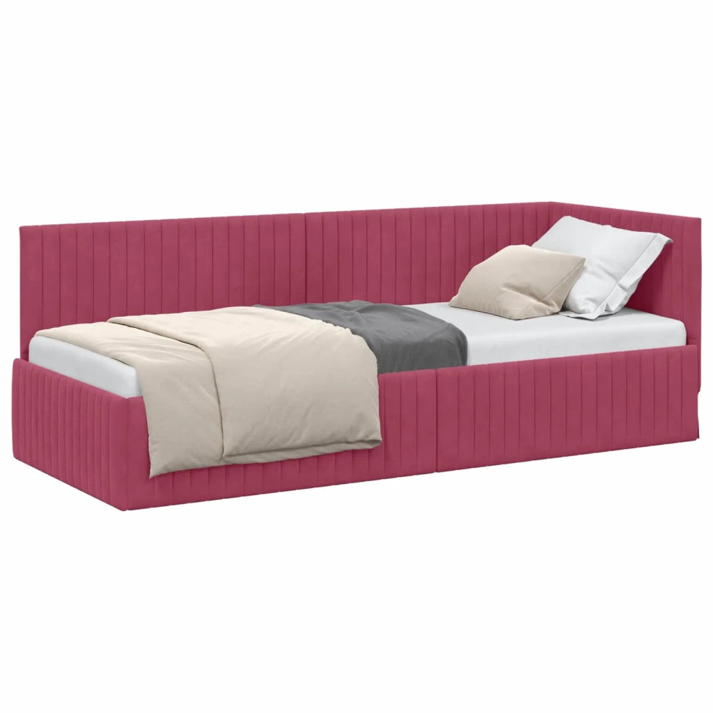 Cornice del letto ad angolo Rosso Vino 80 cm x 200 cm Velluto 42016250